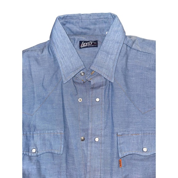 Very Rare 70s/80s Western Levi's Pearl Snap Denim Shirt Size: XL - Picture 2 of 6